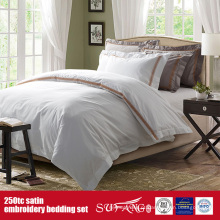 Roupa de cama luxuoso do bordado do cetim do algodão do linho de cama 250TC da qualidade para hotéis